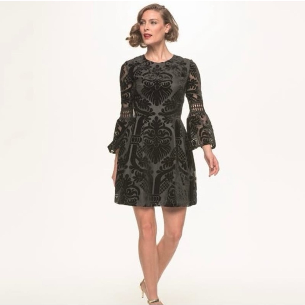 Eliza J. Bell Sleeve Velvet Dress